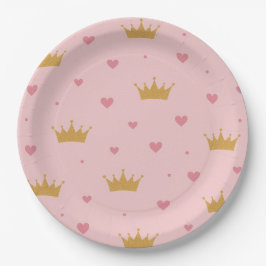 Pink & Gold Princess Pattern Paper Plate ペーパープレート