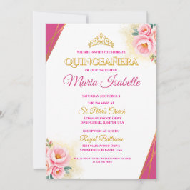 Pink & Gold Quinceañera Invitation 招待状