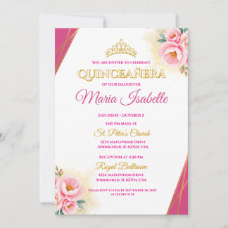 Pink & Gold Quinceañera Invitation 招待状