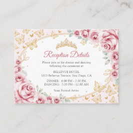 Pink Gold Quinceanera Reception Details エンクロージャーカード