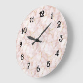 Pink Gold Rose Petals Floral ラージ壁時計 (傾斜)