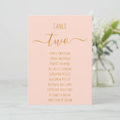 Pink Gold Script Modern Simple Seating Chart Card  (スタンド正面)
