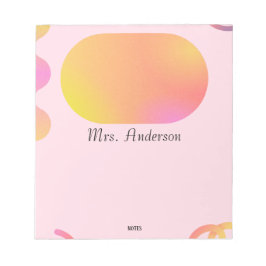 Pink & Gold Sparkle Personalized Teacher Notepad ノートパッド