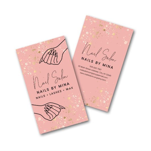 Pink & Gold Specks Hand Nail Salon 名刺