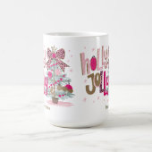 Pink Gold Tree Holly Jolly Christmas コーヒーマグカップ (中央)