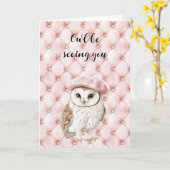 Pink Gold Tufts Owl Be Seeing You カード (黄色い花)