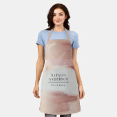 Pink Gold  Watercolor Girly Custom Branding エプロン (着用した状態)