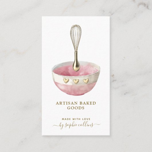 Pink Gold Whisk Bowl Baker Pastry Chef 名刺 (正面)