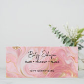 Pink Gold White Marbled Gift Certificate Card 招待状 (スタンド正面)