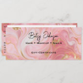Pink Gold White Marbled Gift Certificate Card 招待状 (正面/裏面)