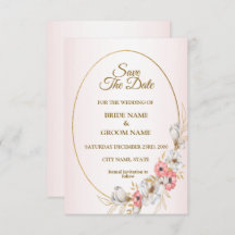 Pink Golden Floral Geometric Peach Wedding