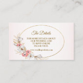 Pink Golden Floral Geometric Peach Wedding Detail エンクロージャーカード (正面)