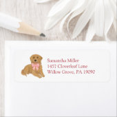 Pink Golden Retriever Puppy Return Address Label ラベル (インサイチュ)