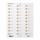 Pink Golden Retriever Puppy Return Address Label ラベル (フルシート)