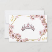 Pink Golden Tiara Butterfly Quinceañera サンキューカード (裏面)