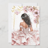 Pink Golden Tiara Floral Butterfly Quinceañera 招待状 (裏面)