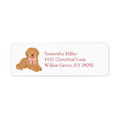 Pink Goldendoodle Puppy Dog Return Address Label ラベル (正面)