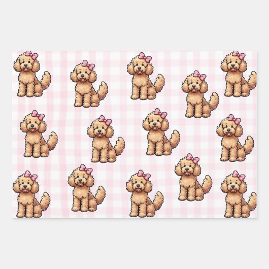 Pink Goldendoodle Wrapping Paper ラッピングペーパーシート (正面)