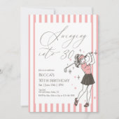 Pink Golf 30th Birthday Party Swinging Into 30 招待状 (正面)