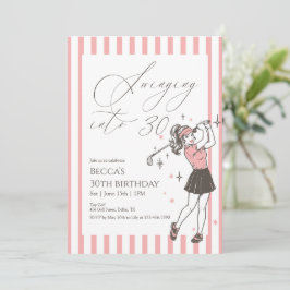 Pink Golf 30th Birthday Party Swinging Into 30 招待状