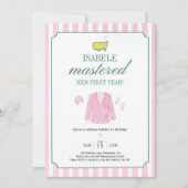 Pink Golf Birthday Invitation Template Girls FirsT 招待状 (正面)