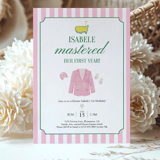 Pink Golf Birthday Invitation Template Girls FirsT 招待状