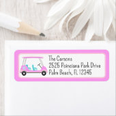 Pink Golf Cart Monogram Return Address Label ラベル (インサイチュ)