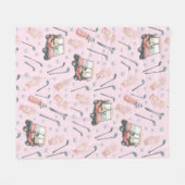 Pink Golf Cart Pattern Lady Golfer  フリースブランケット (正面(横))