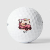 Pink Golf Cart Personalized ゴルフボール (正面)