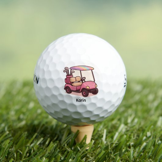 Pink Golf Cart Personalized ゴルフボール (インサイチュ 木)