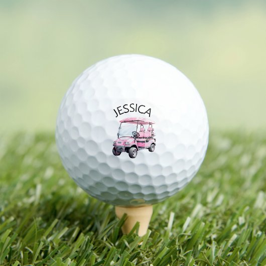 Pink Golf Cart with Name ゴルフボール