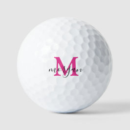 Pink Golf Gifts For Her Women Monogrammed Initial ゴルフボール