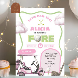 Pink Golf Kid's Fore Birthday 招待状