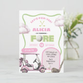 Pink Golf Kid's Fore Birthday 招待状 (スタンド正面)