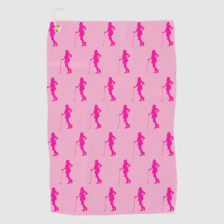Pink Golf Lady Silhouette Golf Towel ゴルフタオル