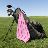 Pink Golf Lady Silhouette Golf Towel ゴルフタオル (グリーン)