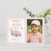 Pink Golfing 4th Birthday Photo 招待状 (スタンド正面)