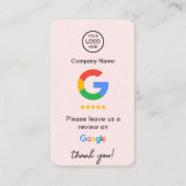Pink GoogleレビューQRコードビジネスレビューUs 名刺 (正面)