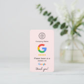Pink GoogleレビューQRコードビジネスレビューUs 名刺 (スタンド正面)