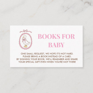 Pink Goose Baby Shower Books for Baby Card Insert エンクロージャーカード
