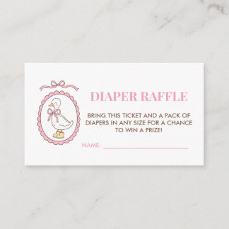 Pink Goose Baby Shower Diaper Raffle Card エンクロージャーカード