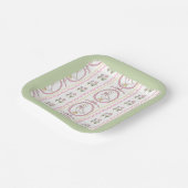 Pink Goose Baby Shower Square Plate ペーパープレート (傾斜あり)