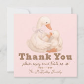 Pink Goose Labor Delivery NICU Hospital Thank サンキューカード (正面)