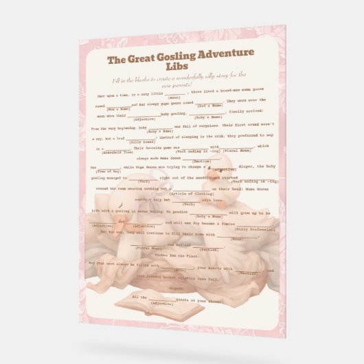 Pink Goose Libs Baby Shower Group game アクリルサイン (傾斜)