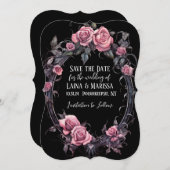 Pink Gothicフローラ保存日 招待状 (正面/裏面)