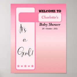Pink Gradient Cute Eyeball Baby Shower Welcome ポスター