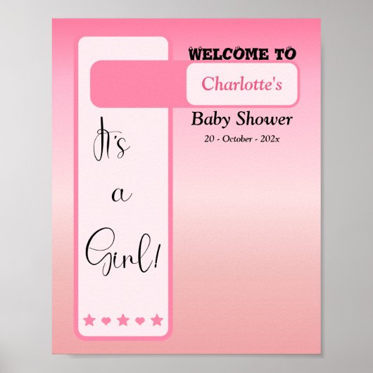 Pink Gradient Cute Eyeball Baby Shower Welcome ポスター (正面)