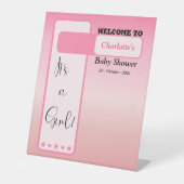 Pink Gradient Cute Eyeball Baby Shower Welcome 台座サイン (正面)
