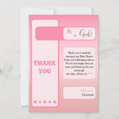Pink Gradient Cute Eyeball Text Baby Shower サンキューカード (正面)
