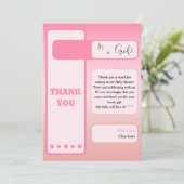 Pink Gradient Cute Eyeball Text Baby Shower サンキューカード (スタンド正面)